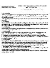 Đề thi chọn học sinh giỏi Sinh học 9 - Năm học 2016-2017 - Trường THCS Diễn Châu